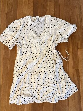 a new day White and Black Polka Dot Midi Dress